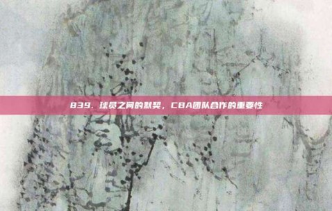 839. 球员之间的默契，CBA团队合作的重要性