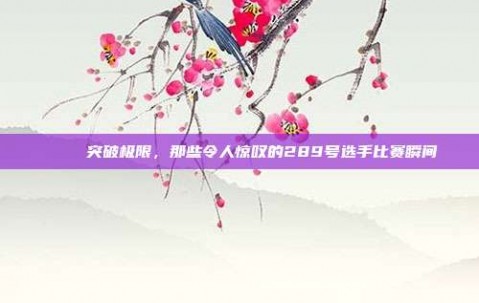 🎉 突破极限，那些令人惊叹的289号选手比赛瞬间