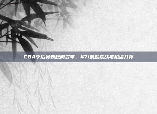 CBA季后赛新规则变革，471条款挑战与机遇并存