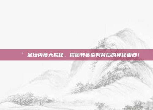 📰 足坛内幕大揭秘，揭秘转会谈判背后的神秘面纱！